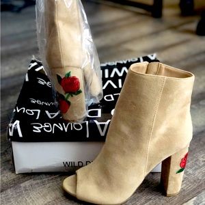 Beige Peep Toe Bootie